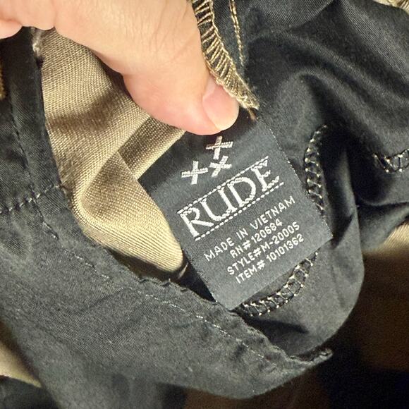 RUDE Hot Topic NWT Men's 26 Khaki Workwear Short Slim Straight Fit Long Inseam - Picture 7 of 11